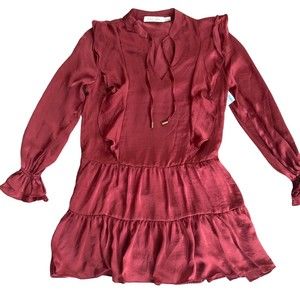 Bishop + Young Finley Size Sm Women's Red Ruffled Flounce Sleeve Mini Dress NWOT